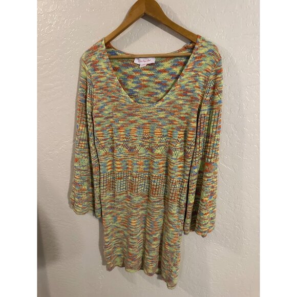 Lisa Says Gah Plus Size Crochet Multicolored Penny Mini Dress - Picture 3 of 10